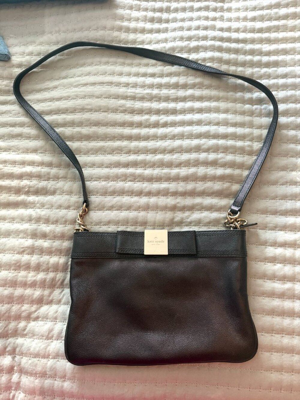 Kate Spade Black Leather Bow Crossbody Bag - Picture 1 of 3